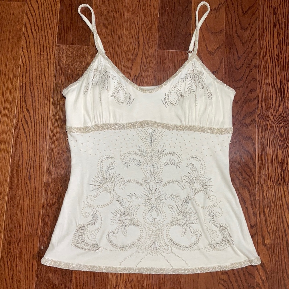 Beautiful beaded cream tank!